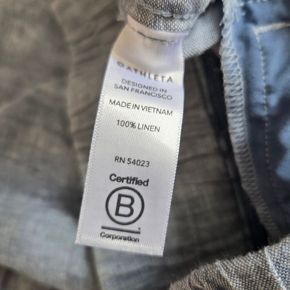 Athleta Cabo Linen Joggers Chambray Blue Elastic Waist Coastal Women 4 - Picture 10 of 11